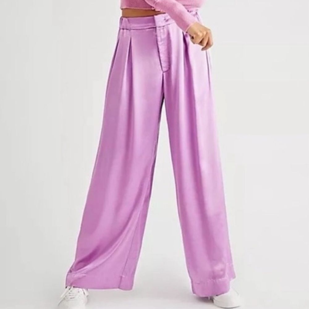 Free People Good Days Satin Trousers Purple Medium Festival Party Going Out